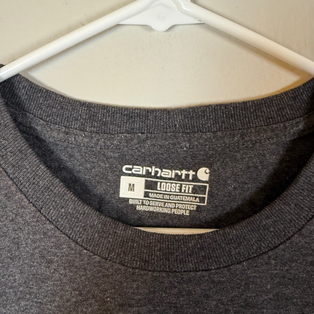 Carhartt Mens Medium Loose Fit Dark‎ Gray Pocket T Shirt Workwear - Picture 5 of 6